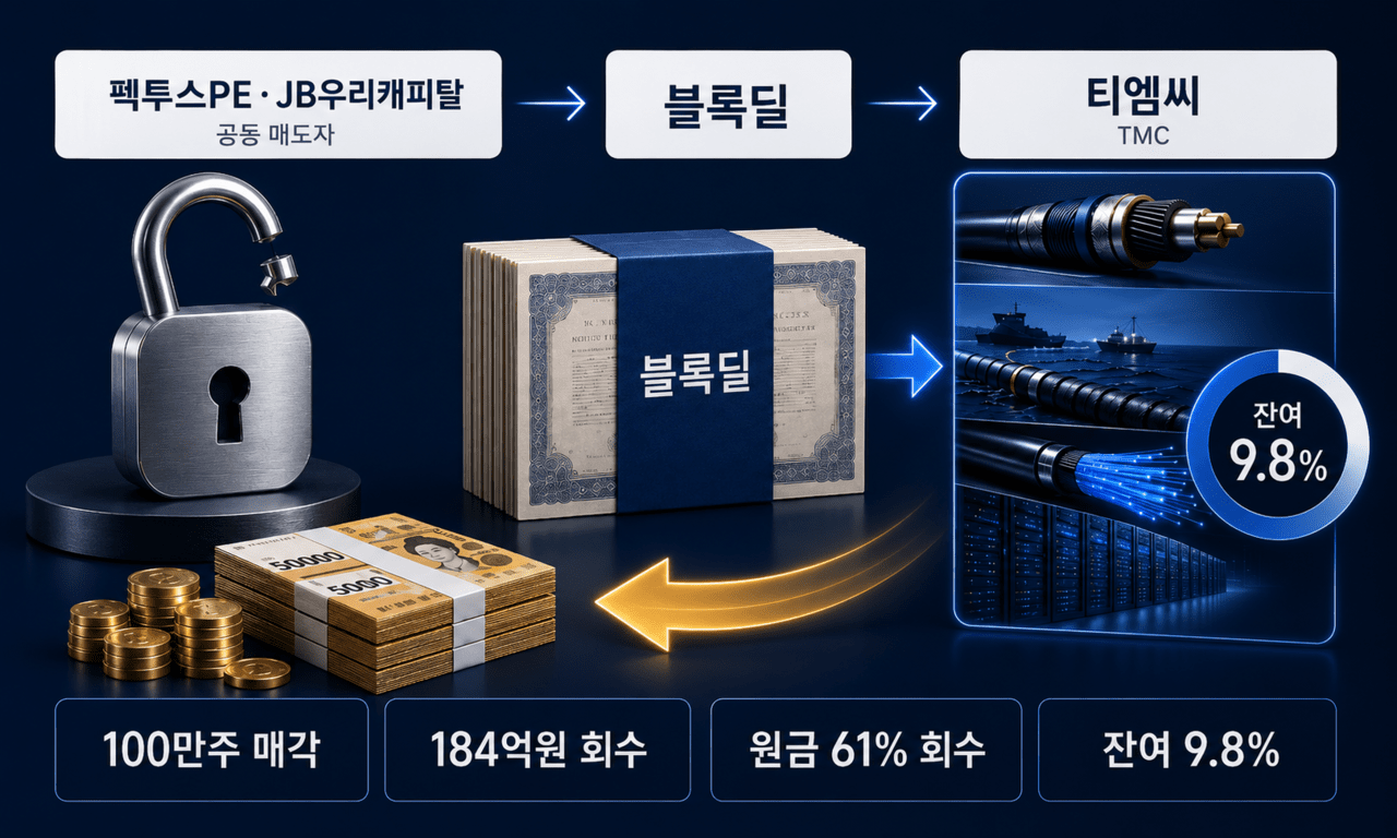 펙투스PE·JB우리캐피탈, 티엠씨 보호예수 풀리자 '블록딜' - 뉴스 썸네일 이미지